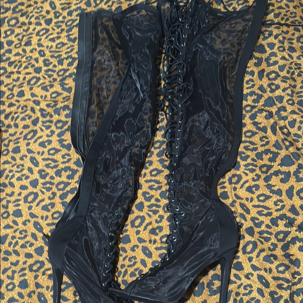 Elegant Black Lace-Up Women's Heels